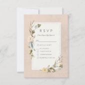 Gedroogde Boho Bloemen Lijst Blush Bruiloft RSVP Kaartje (Voorkant)