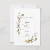 Gedroogde Boho Bloemen Lijst Bruiloft Save The Date (Voorkant)