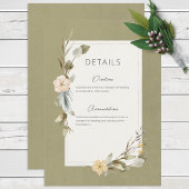 Gedroogde Boho Bloemen Lijst Sage Bruiloft Details Informatiekaartje