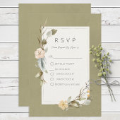 Gedroogde Boho Bloemen Lijst Sage Bruiloft RSVP Kaartje