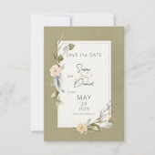 Gedroogde Boho Bloemen Lijst Sage Bruiloft Save The Date (Voorkant)