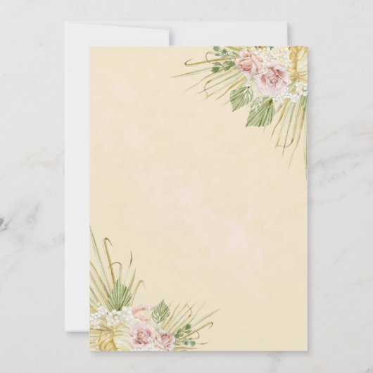 Gedroogde boho bloemen waterverf bruiloft kaart (Achterkant)