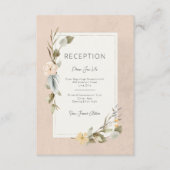 Gedroogde Boho Bloemenframe Roze Ontvangst Bruilof Informatiekaartje (Voorkant)