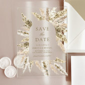 Gedroogde Boho Pampas Boog Wedding Save the Date Acryl Uitnodigingen