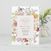 Gedroogde Boho Wildbloemen Verjaardag Meisje Kaart (Staand voorkant)