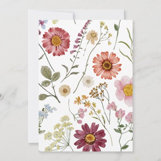 Gedroogde Boho Wildbloemen Verjaardag Meisje Kaart (Achterkant)