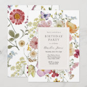 Gedroogde Boho Wildbloemen Verjaardag Meisje Kaart (Voorkant / Achterkant)