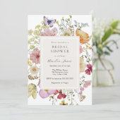 Gedroogde Boho Wilde Bloemen Bruidsfeest Kaart (Staand voorkant)