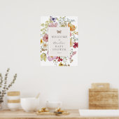 Gedroogde Boho Wildflower Baby shower Welkomstbord Poster (Keuken)