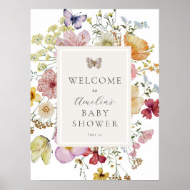 Gedroogde Boho Wildflower Baby shower Welkomstbord Poster