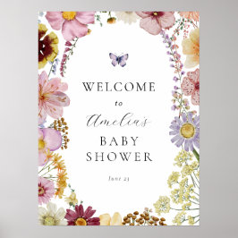 Gedroogde Boho Wildflower Baby shower Welkomstbord Poster