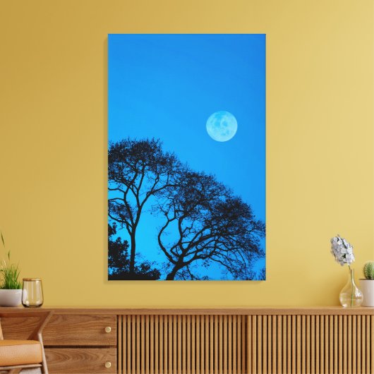 Gedroogde bomen en volle maan canvas afdruk (Insitu (Woonkamer))
