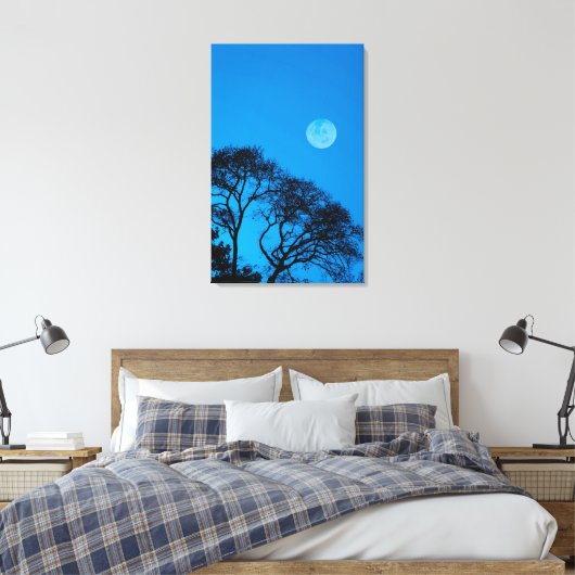 Gedroogde bomen en volle maan canvas afdruk (Insitu (Slaapkamer))