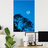 Gedroogde bomen en volle maan poster (Thuiskantoor)