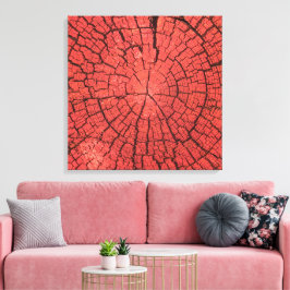 Gedroogde Boomstam Doorsnede Roze Rode Hout Foto Canvas Afdruk