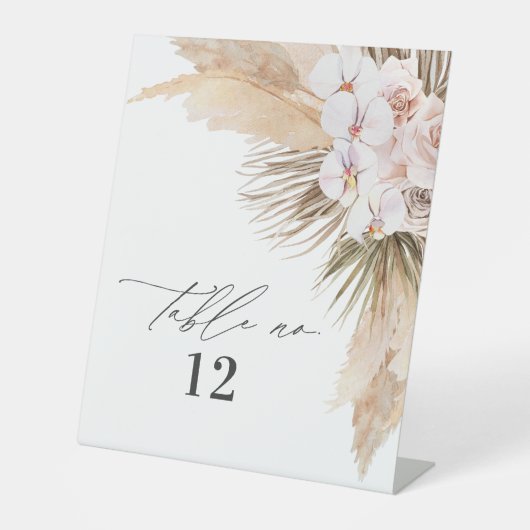 Gedroogde botanische pampas natuurlijke botanische reclamebord met voetstuk (Voorkant)