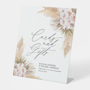 Gedroogde botanische pampas natuurlijke botanische reclamebord met voetstuk