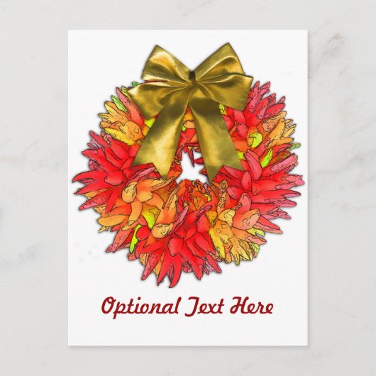 Gedroogde Chili Pepper Wreath & Gold Bow Briefkaart (Voorkant)