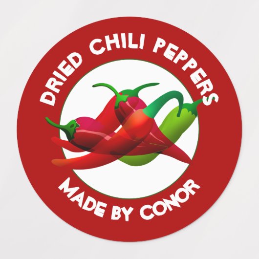 Gedroogde Chili Peppers Labels (Design 1)