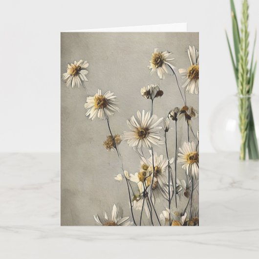 Gedroogde Daisies Denken aan jou Kaart (Voorkant)
