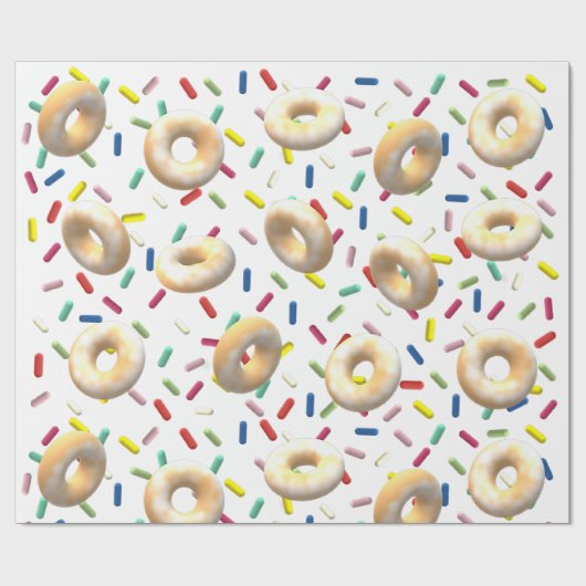 Gedroogde donuts en regenboogsprenkels cadeaupapier (Vlak)