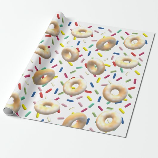 Gedroogde donuts en regenboogsprenkels cadeaupapier (Uitgerold)