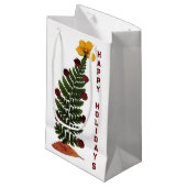 Gedroogde Druk Bloem Kerstboom Gift Bag - Y Klein Cadeauzakje (Voorkant Gekanteld)