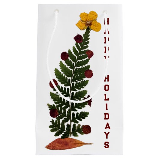 Gedroogde Druk Bloem Kerstboom Gift Bag - Y Klein Cadeauzakje (Voorkant)