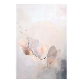 Gedroogde Eucalyptus Bladeren Gouden Cirkel Minima Foto Afdruk