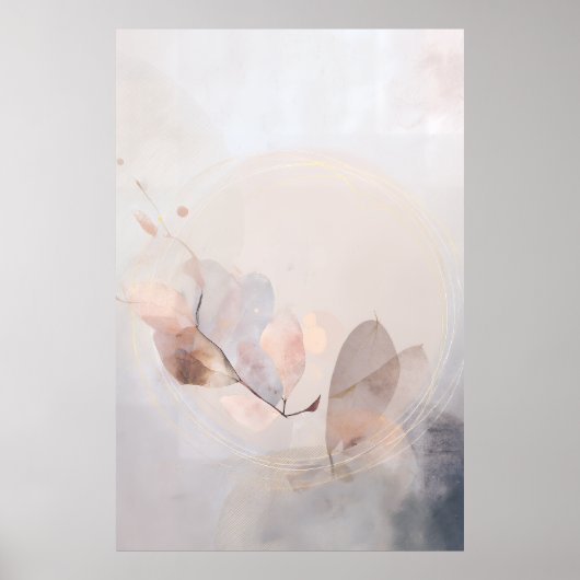 Gedroogde Eucalyptusbladeren Gouden Cirkel Minimaa Poster (Voorkant)