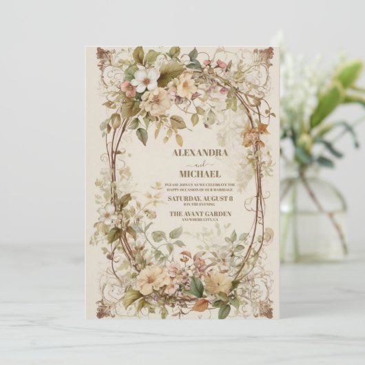 Gedroogde Fan Palm Oasis Botanische bruiloft Kaart (Staand voorkant)