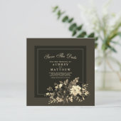 Gedroogde Floral Spray Earth Bruin bruiloft Save The Date (Staand voorkant)