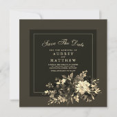 Gedroogde Floral Spray Earth Bruin bruiloft Save The Date (Voorkant)
