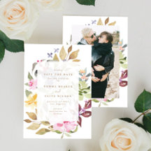 Gedroogde Floral Waterverf Art Wedding Foto