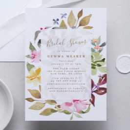 Gedroogde Floral Waterverf Bridal Shower Invitatio