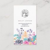 Gedroogde florale waterverf logo orde dank u visitekaartje (Achterkant)