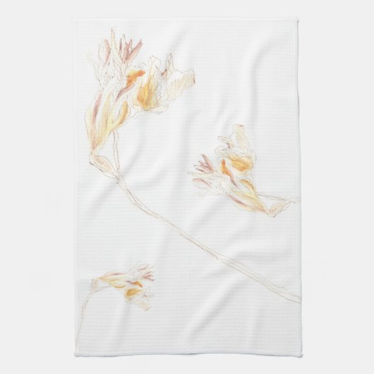 Gedroogde Freesia No. 3 Theedoek (Verticaal)