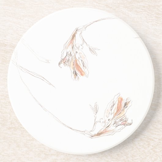 Gedroogde freesias 1 zandsteen onderzetter (Voorkant)