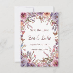 Gedroogde Geperste Roze Lavendel Wilde Bloem STD Save The Date