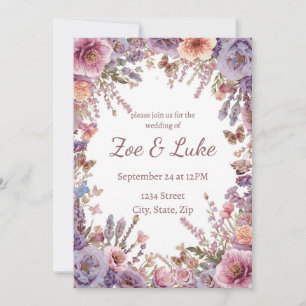Gedroogde geperste roze lavendel Wildflower Weddin Kaart