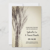 Gedroogde gerst in melkfles save the date (Voorkant)