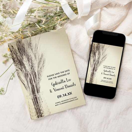 Gedroogde gerst in melkfles save the date