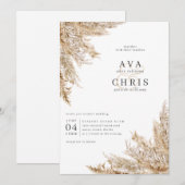 Gedroogde Grass Pampas Wedding Invitation Kaart (Voorkant / Achterkant)