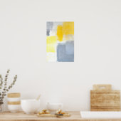 'Gedroogde' grijze en gele Abstracte kunst Poster (Keuken)