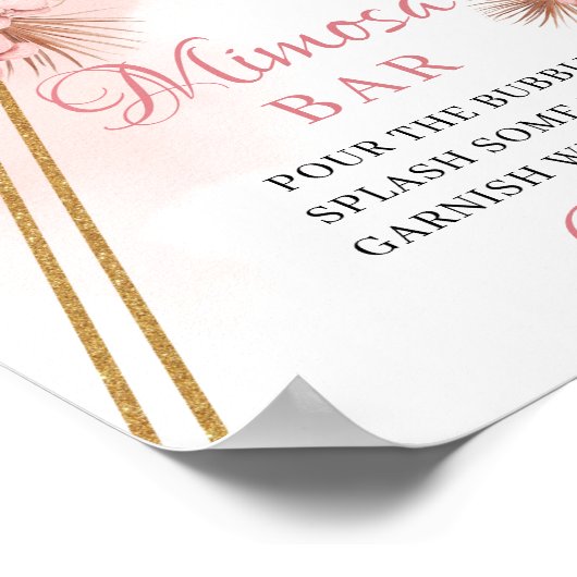 Gedroogde handpalmbladeren Blush Flowers Mimosa Ba Poster (Hoek)