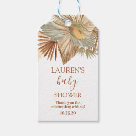 Gedroogde handpalmen baby shower cadeau labels cadeaulabel