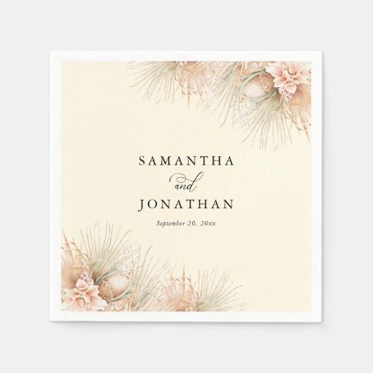 Gedroogde handpalmen Blush Flowers Boho Wedding Servet (Voorkant)