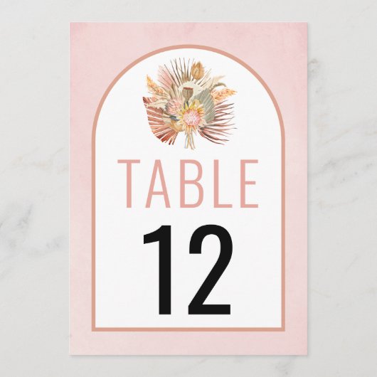 Gedroogde handpalmen en pampas-gras zacht roze bru (Achterkant)