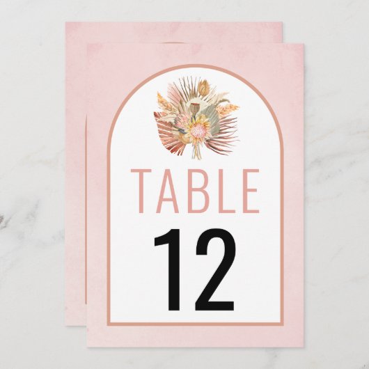 Gedroogde handpalmen en pampas-gras zacht roze bru (Voorkant / Achterkant)