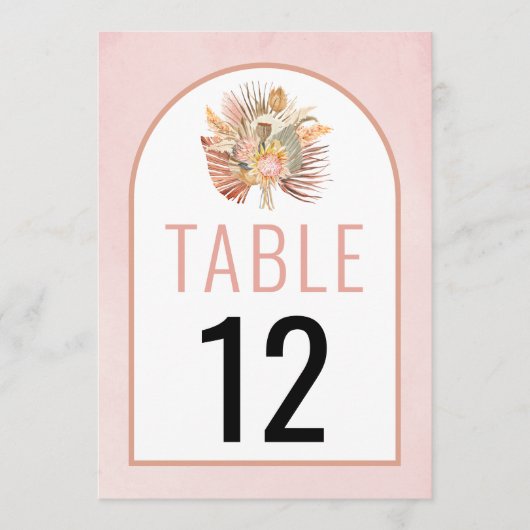 Gedroogde handpalmen en pampas-gras zacht roze bru (Voorkant)